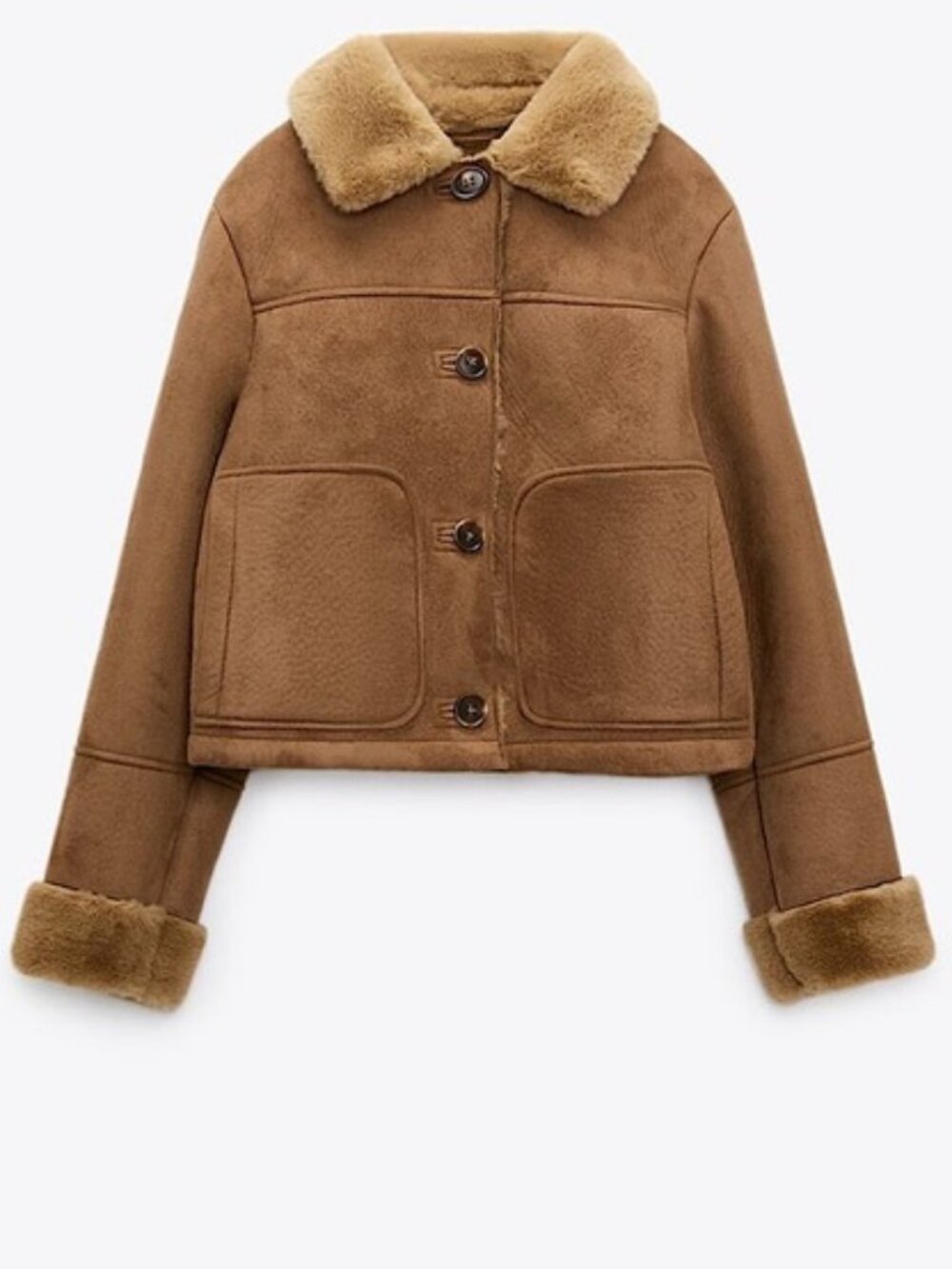 NWOT Zara Double-Faced Cropped Faux Suede Jacket XS